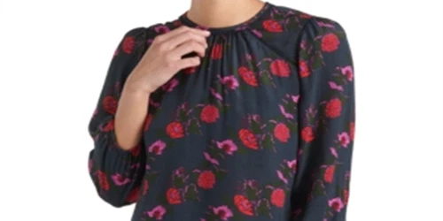 Lucky Brand Women's Piper Floral-Print Top Black Multi Size XL - Picture 2 of 3