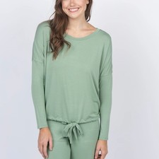Eberjey Women's Gisele Tencel Modal Slouchy Sage Green PJ Top Size Small