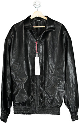 GCDS Black Faux Leather Oversize Jacket UK XL