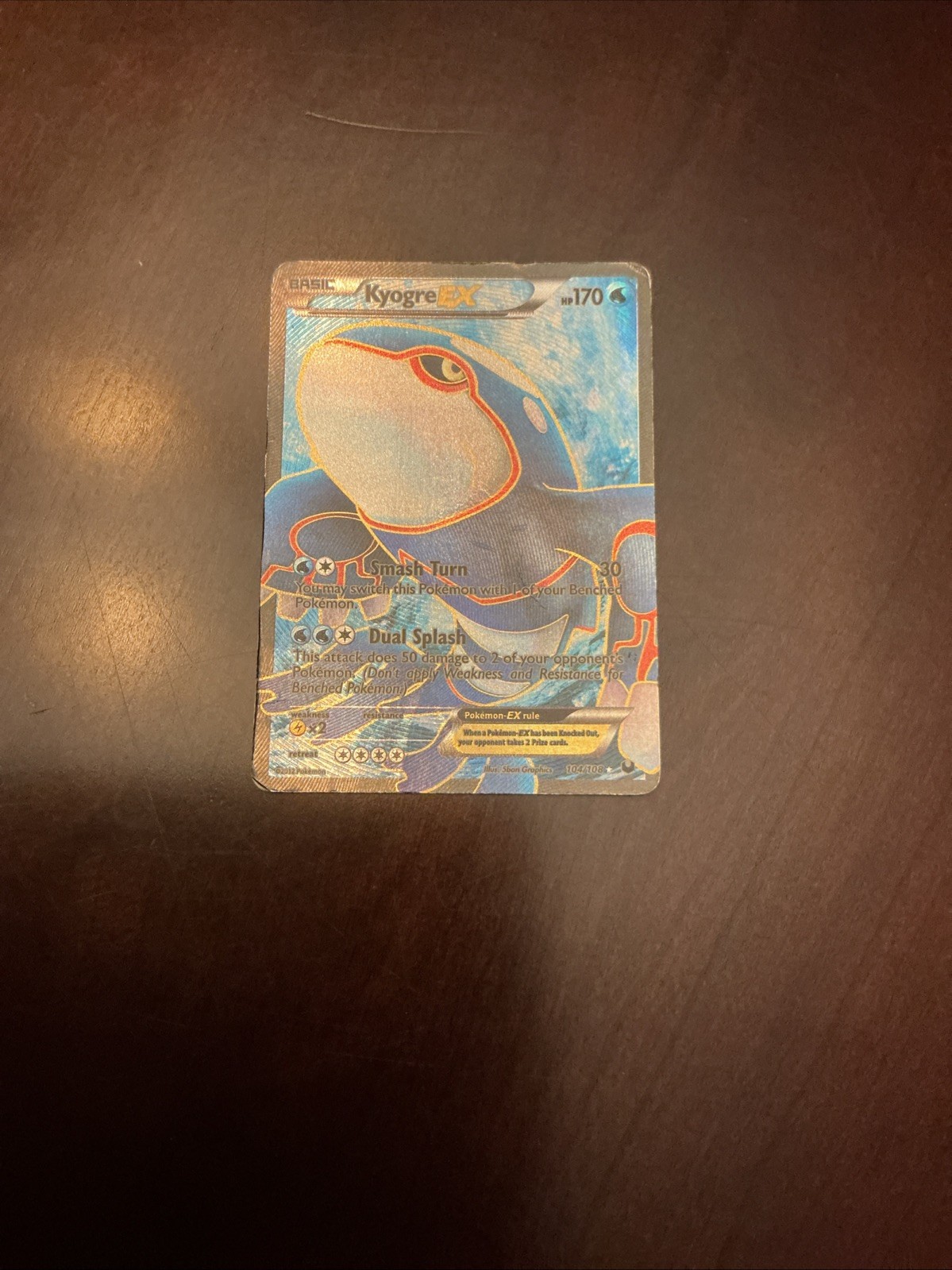 Pokemon Kyogre EX Full Art Dark Explorers Holo Card 104/108 Ultra Rare