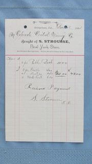 1884 Georgetown Colorado S. Strouse New York Store Billhead Colo. Central Mine