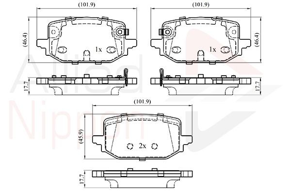 Brake Pad Set For Disc Rear 102.1 mm Length Fits Nissan Qashqai ALLIED NIPPON