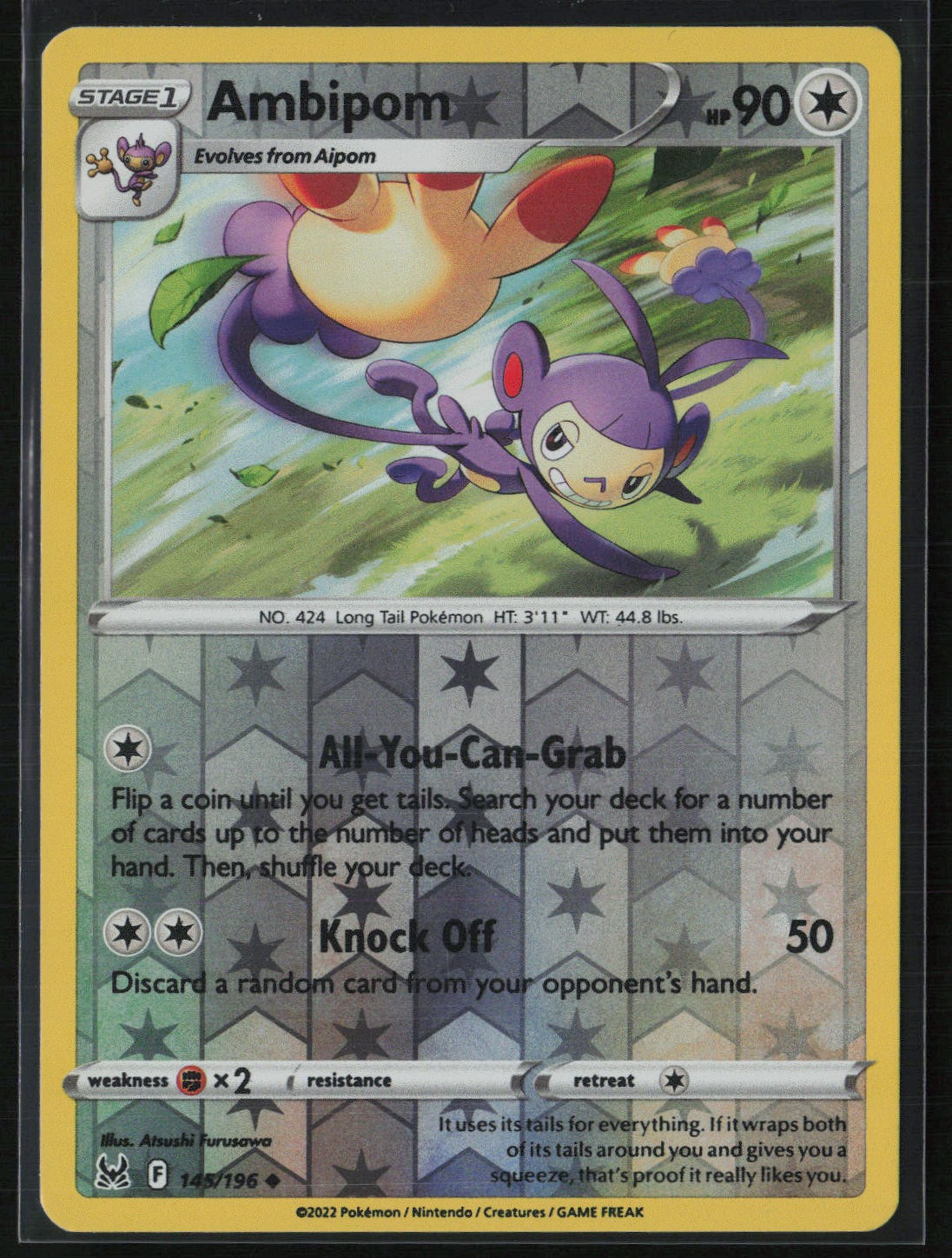 Ambipom 145/196 Pokemon Lost Origin Uncommon Near Mint Reverse Holo