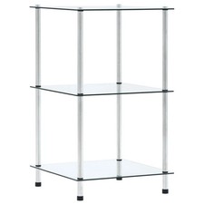 Image of WALPLUS 3 Tier Glass Shelf Unit 40x40x67cm Modern Display Storage Rack