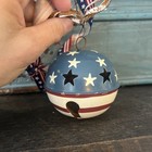 Vintage Red White Blue Rustic Patriotic Metal Jingle Bell Christmas Ornament — photo 2