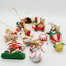 Christmas Ornaments Santa Mice Plastic Resin Mixed Lot Of 10 Various Brands Size