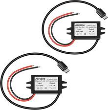 2-Pack DC 12V/24V to 5V USB C Buck Converter 3A 15W Type-C Output Charging Modul
