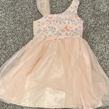 Light Pink Fit  Flare Tulle Floral Girls' Party Dress, Asymmetrical