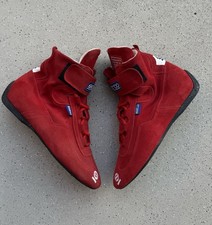 DDP Vintage Sparco Race Driving Shoes Mens Trainers Sneakers Mid Red Suede sz 40