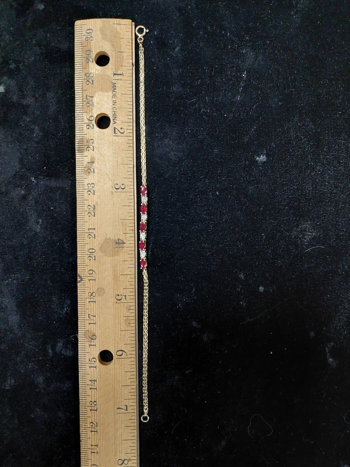 3Ct Marquise Cut Simulated Red Ruby Women's Bracelet In 14K Yellow Gold Plated - Image 3 of 4