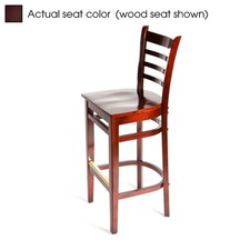 Oak Street Mfg Ladderback Mahogany Wood Barstool w/Wine Vinyl Seat