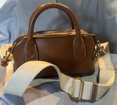 Zara Brown Faux Leather Mini Bowling-style Handbag Shoulder Bag