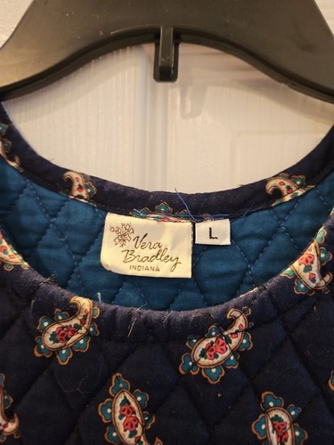 Abito bambina vintage Vera Bradley Designs trapuntato taglia grande pensionato blu navy - Foto 2 di 8