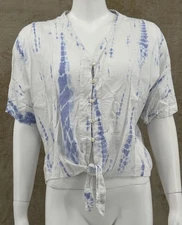 Rails Top Womens Small White Blue Thea Cloud Tie Dye Sheer Beach Summer Festival