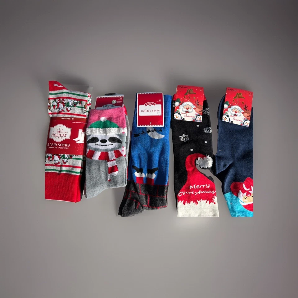 2 pares de calcetines unisex Holiday Reindeer talla 6-12 para Holiday Time.  Nuevo con etiqueta Foto 2 de 4