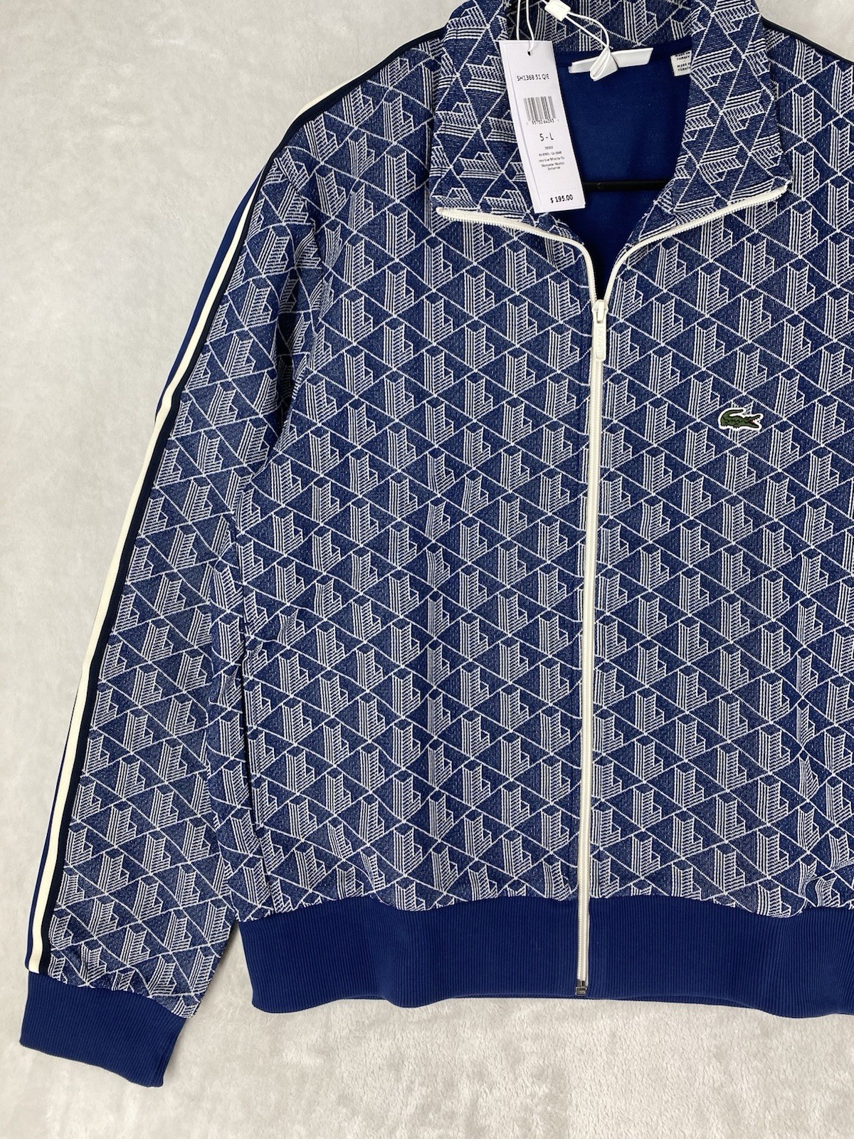 Lacoste Jacket Men's 5 Large Blue Paris Monogram Zip Up Track Golf Tennis $195 thumbnail 8