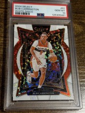 BUB CARRINGTON 2024 Panini Select #81 RC Concourse White Disco Prizm /75 PSA 10