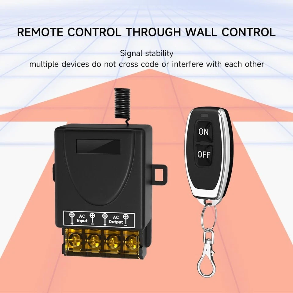 AC 230V 100m 30A Kit ricevitore e interruttore luce remoto wireless ad alta - Immagine 2 di 4