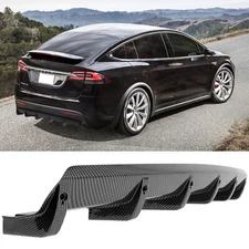For Tesla Model X Carbon Fiber Car Rear Bumper Diffuser Lip Spoiler Body Kit