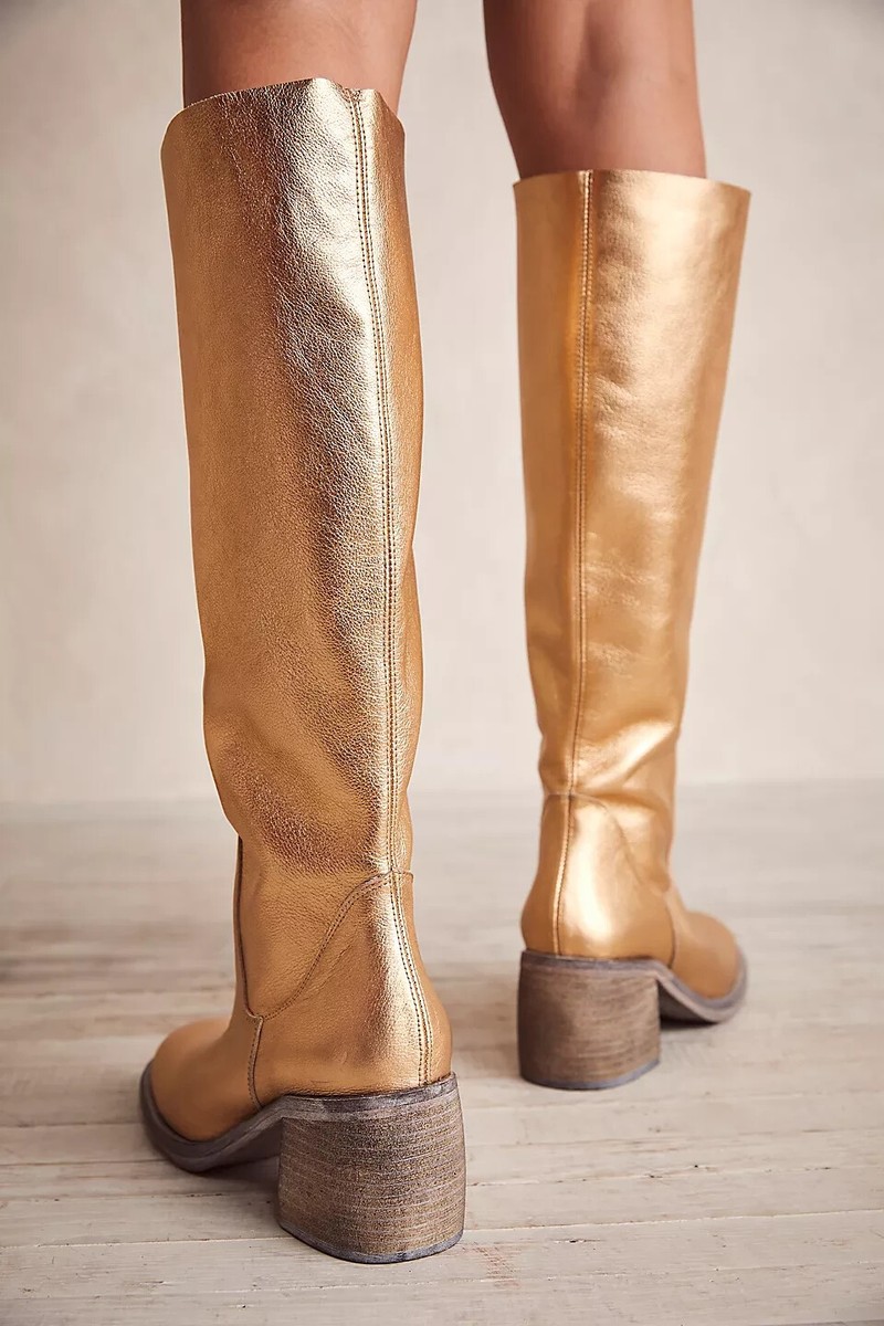 FREE People Essential Tall Slouch Zip Soft Leather Metallic