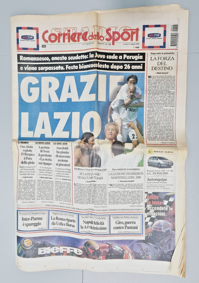 Guerin Sportivo N°20-2000 - Lazio Scudetto Champions D'Italie + Poster Sienne - État Correct