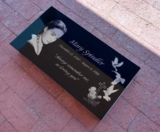 12x24x0.45 inch Human Headstone, Tombstone, Grave Marker, Diamond Engraved