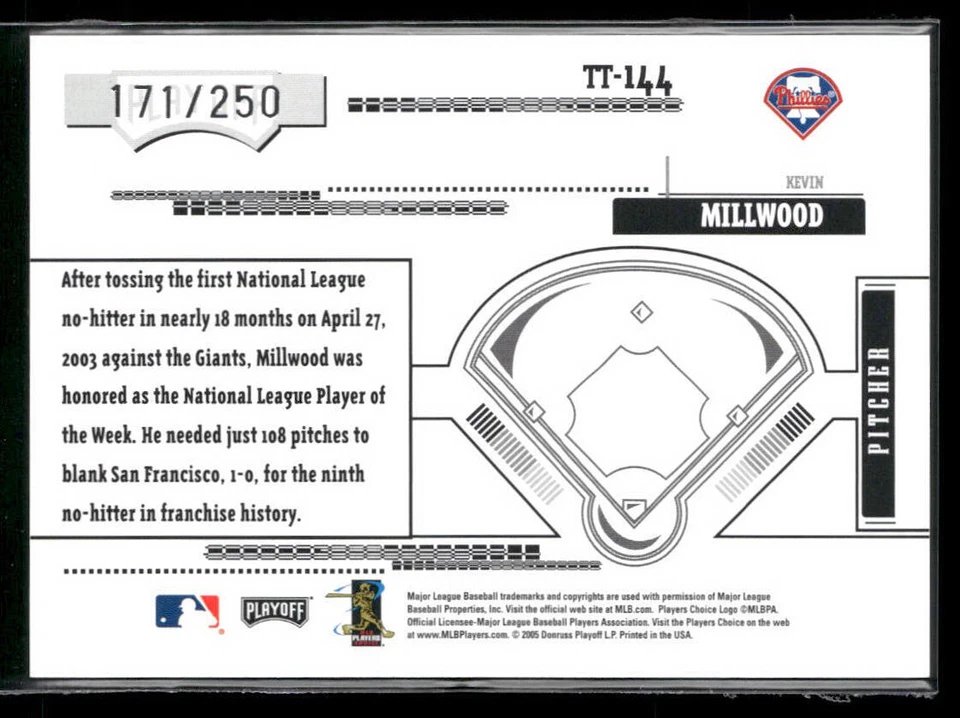 2005 Playoff Absolute #TT-144 Kevin Millwood Tools of the Trade (Red) #/250 - Image 2 of 2