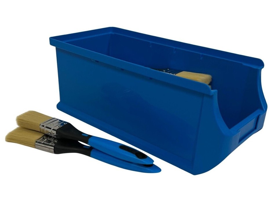 Hanging stacking plastic parts storage lin bins boxes garage workshop ...