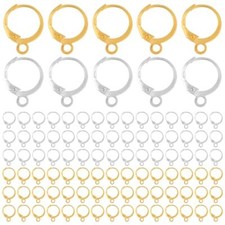 100pcs Leverback Hoop Earrings Findings, Hooks Earring Accessories Round
