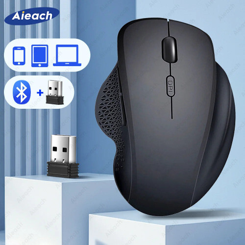 Dual Mode Wireless Bluetooth Mouse 1600 DPI Rechargeable Ergonomic Design
