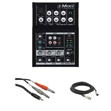 Mackie Mix5 5-Channel Compact Mixer with Hosa CMP-159 Stereo Breakout, 3.5 mm TR