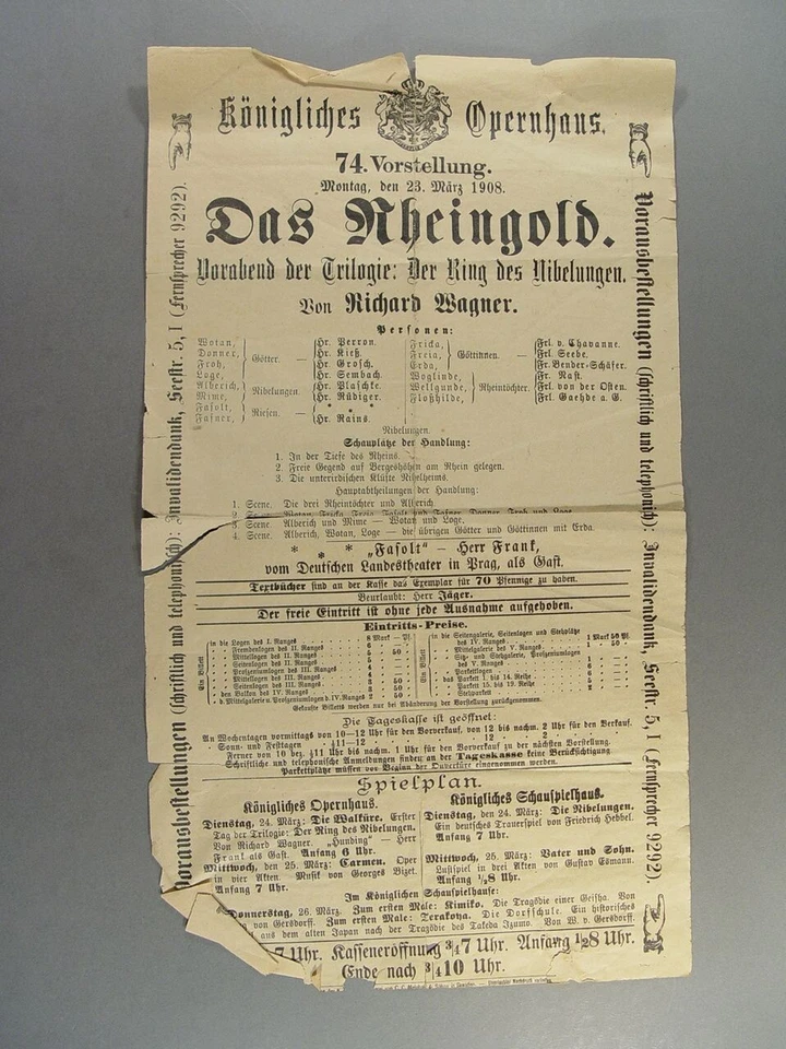 138045: 2 Programme, Königliches Opernhaus (Sachsen/Semperoper) 1907 / 1908 - Bild 4 von 4