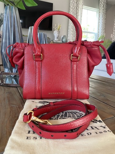 Burberry Dinton Convertible Satchel Patent Leather Small
