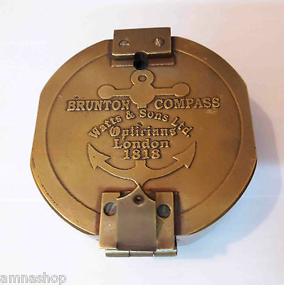 Antique Brass Brunton Compass Maritime Collectible Gift Item