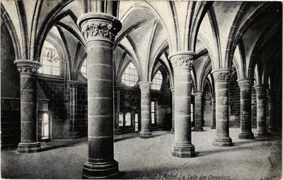 Old postcard ed. AQUA 772 Mont-St-MICHEL La Salle des Chevaliers (214634)