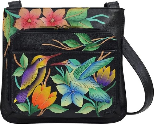 Anna By Anuschka Cuero Auténtico Pintado A Mano, Bolsa Con Solapa, Floral Paradise Bronceado, Talla Unica