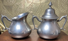 Royal Holland SHR Pewter Creamer & Sugar with Lid MCM