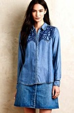 Holding Horses Small Canona Embroidered Chambray Blouse