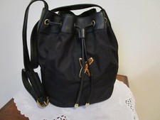 Vtg Paloma Picasso Shoulder Bucket Handbag Black Nylon Leather Trim Italy Xlnt
