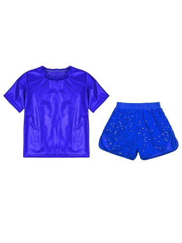Kids Set Performance Sportswear Exercise Outfits Metallic Activewear Sequins - Picture 17 of 79