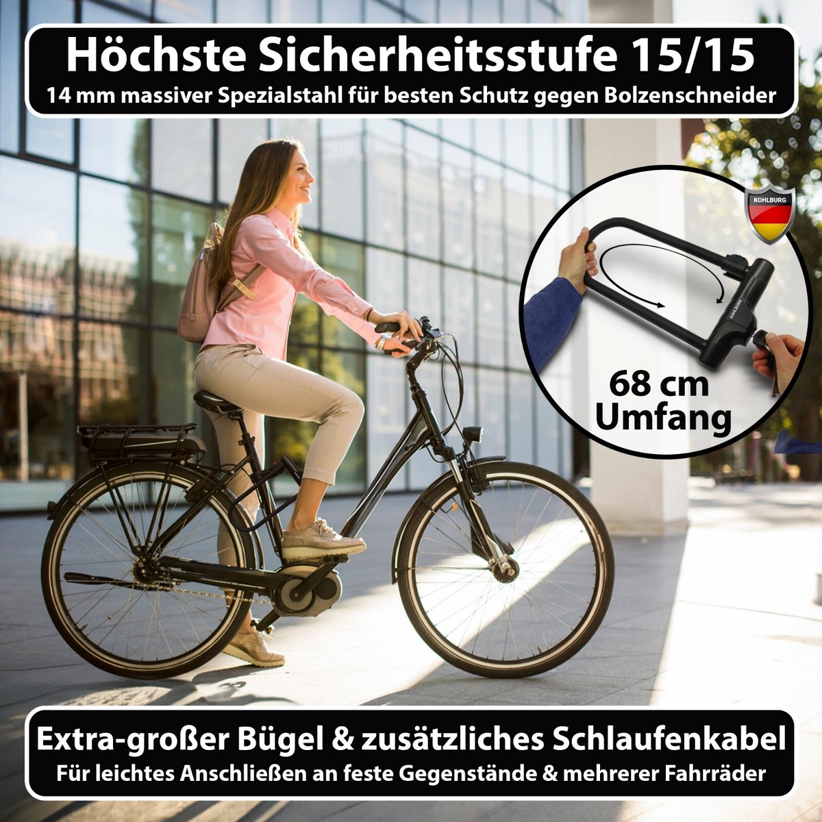 Sicheres Bgelschloss mit Halterung - Fahrradschloss hchste  Sicherheitsstufe | eBay.de