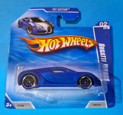RARE Hot Wheels Bugatti Veyron #2/10 2010 Hot Auction Matt Blue Short Card