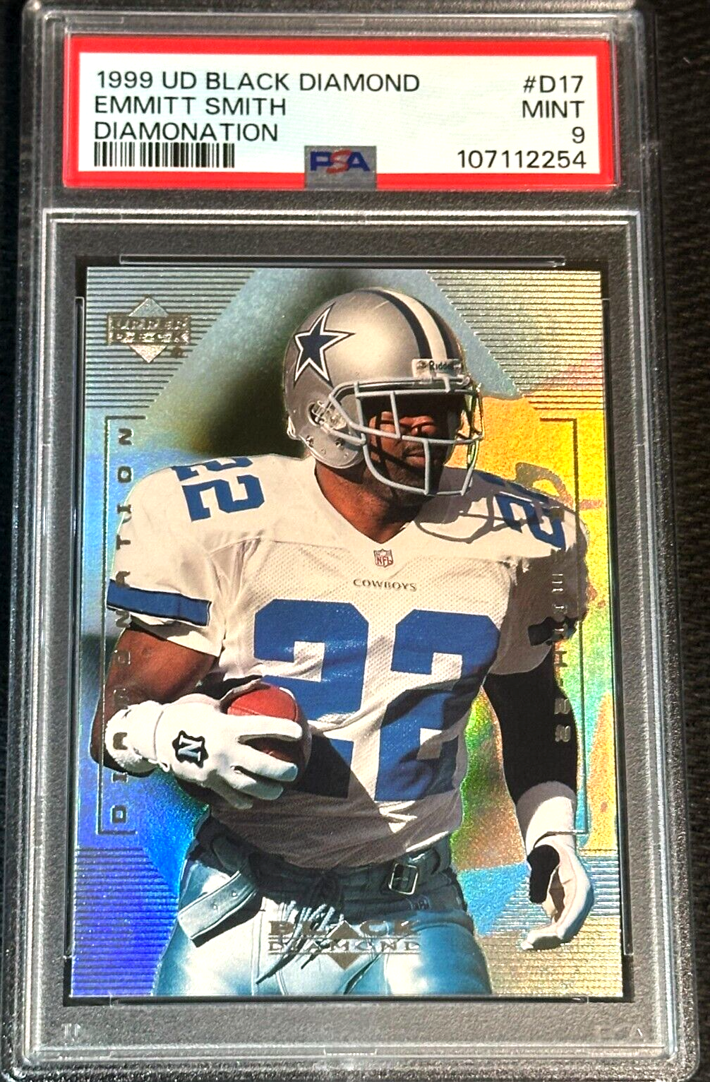 1999 Upper Deck Black Diamond Emmitt Smith #D17 Diamonation Cowboys PSA 9