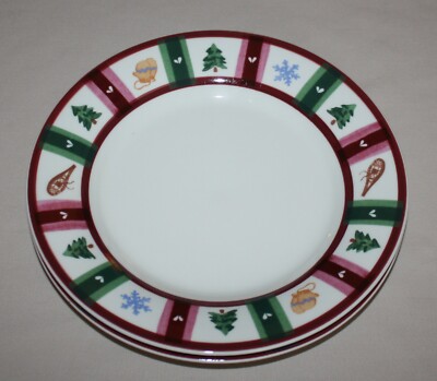 Pfaltzgraff Polar Snow Bear Dinner Plates Christmas Tree Mittens