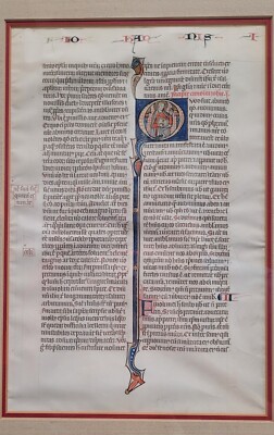 European - Medieval Illuminated Manuscript Bible Leaf