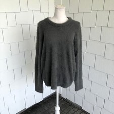 Lucky Brand Women's Magnet Gray Long Sleeve Crew Neck Eyelash Knit Sweater sz S