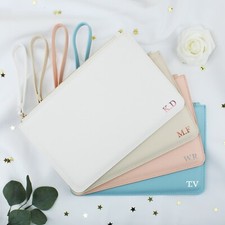 Personalised Bride Initial Bridesmaid Clutch Bag PU Leather Bridal Party Wedding