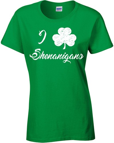 T-shirt donna I Love Shenanigans St Patrick Day trifoglio junior fit 1594 - Foto 1 di 2