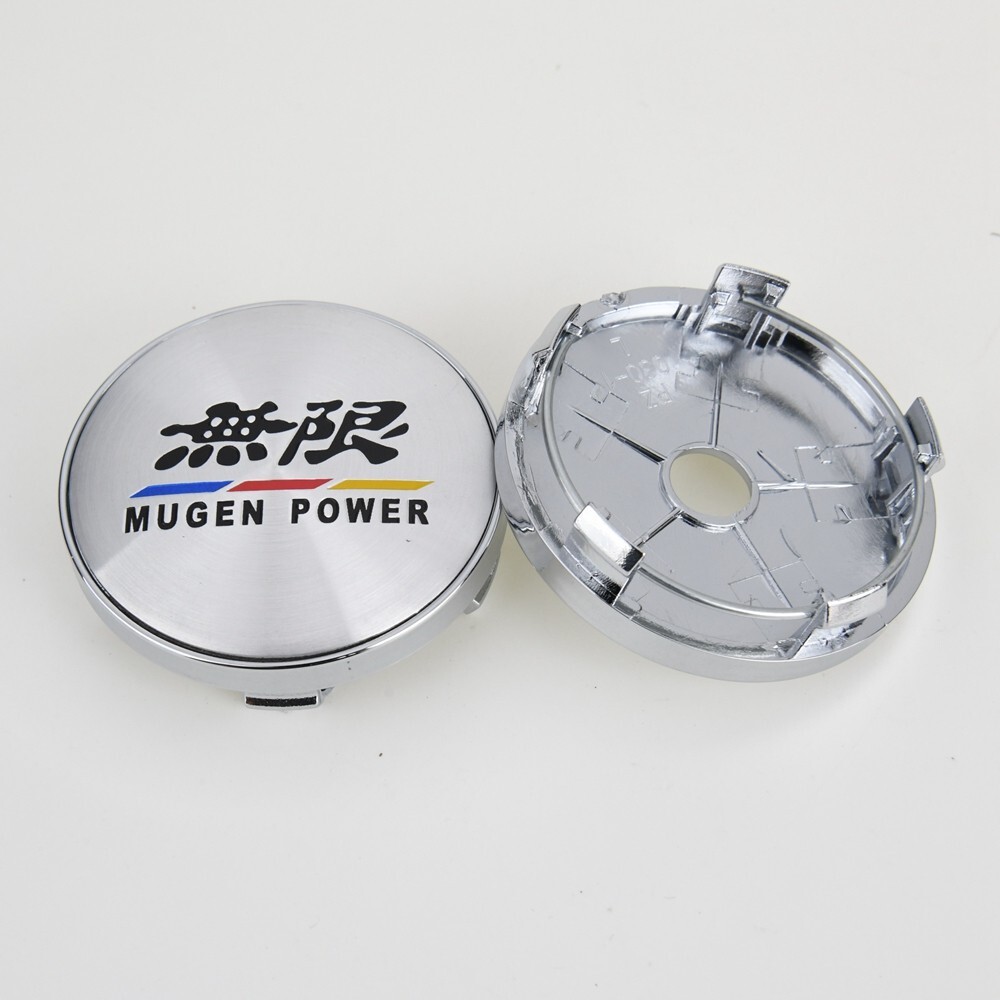 4 x 60 mm for MUGEN Silver Black Logo Badge Alloy Wheel