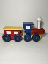 Vintage Montgomery My Train Wooden Train Engine and Car- Stand Alone